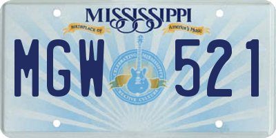 MS license plate MGW521