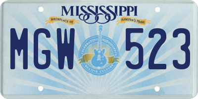 MS license plate MGW523