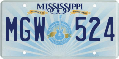 MS license plate MGW524