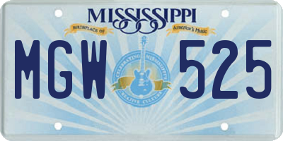MS license plate MGW525