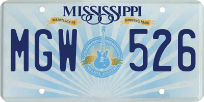 MS license plate MGW526