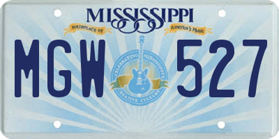 MS license plate MGW527