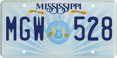 MS license plate MGW528