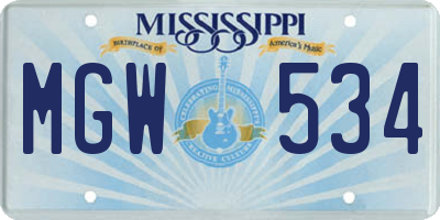 MS license plate MGW534