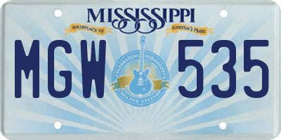 MS license plate MGW535