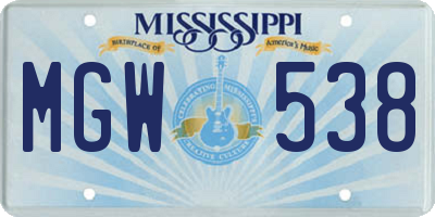 MS license plate MGW538