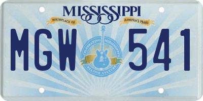 MS license plate MGW541