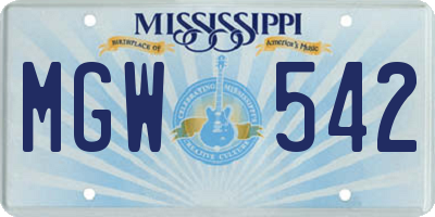 MS license plate MGW542