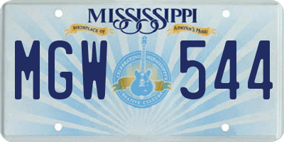 MS license plate MGW544