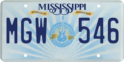 MS license plate MGW546
