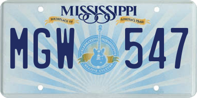MS license plate MGW547