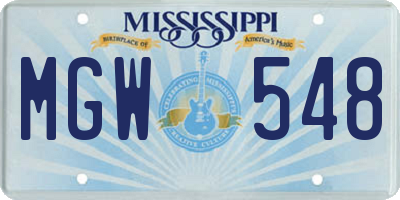 MS license plate MGW548