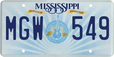 MS license plate MGW549