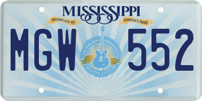 MS license plate MGW552