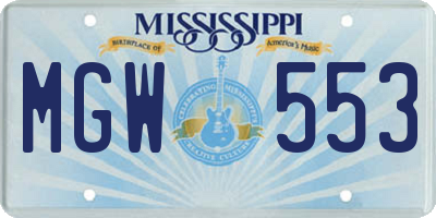 MS license plate MGW553