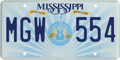 MS license plate MGW554