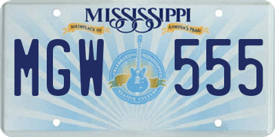 MS license plate MGW555