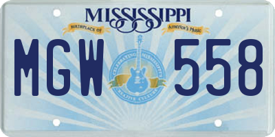 MS license plate MGW558