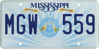 MS license plate MGW559