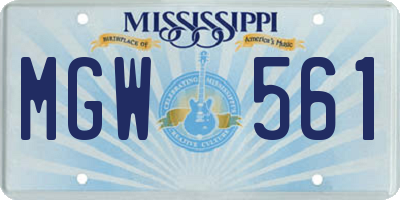 MS license plate MGW561