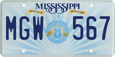 MS license plate MGW567