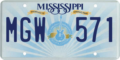 MS license plate MGW571