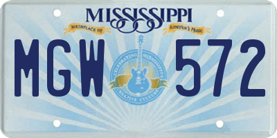 MS license plate MGW572