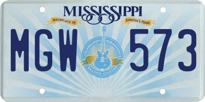 MS license plate MGW573