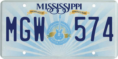 MS license plate MGW574