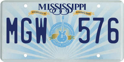MS license plate MGW576