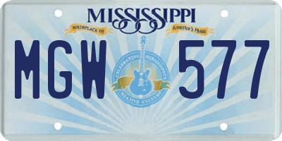 MS license plate MGW577