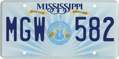 MS license plate MGW582