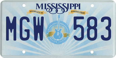 MS license plate MGW583