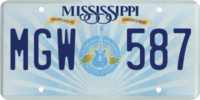MS license plate MGW587