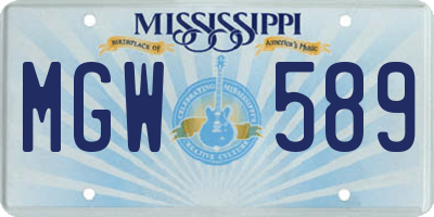 MS license plate MGW589