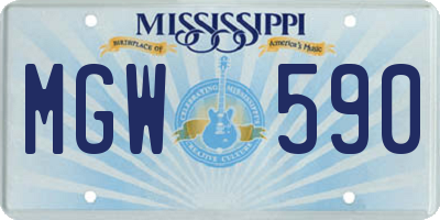 MS license plate MGW590