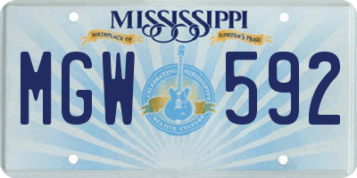 MS license plate MGW592