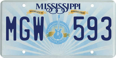 MS license plate MGW593