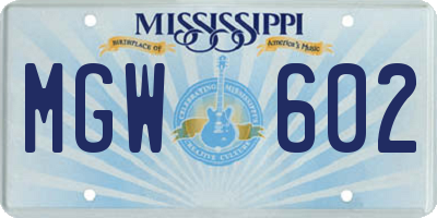 MS license plate MGW602