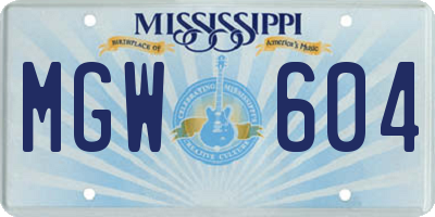 MS license plate MGW604