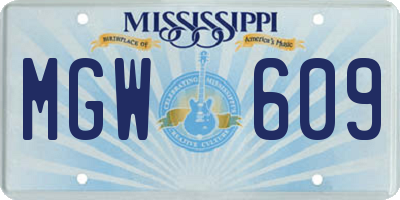 MS license plate MGW609