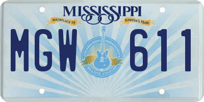 MS license plate MGW611