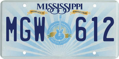 MS license plate MGW612