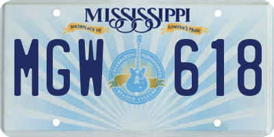 MS license plate MGW618