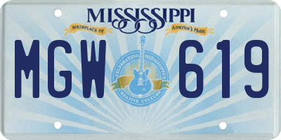 MS license plate MGW619