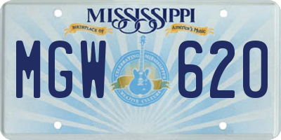 MS license plate MGW620