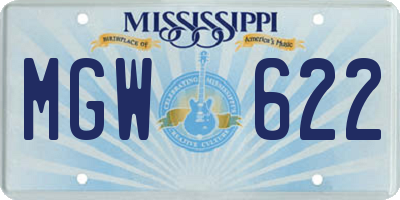 MS license plate MGW622
