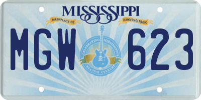MS license plate MGW623