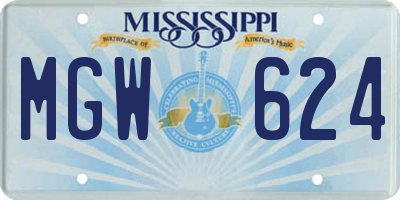 MS license plate MGW624