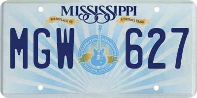 MS license plate MGW627